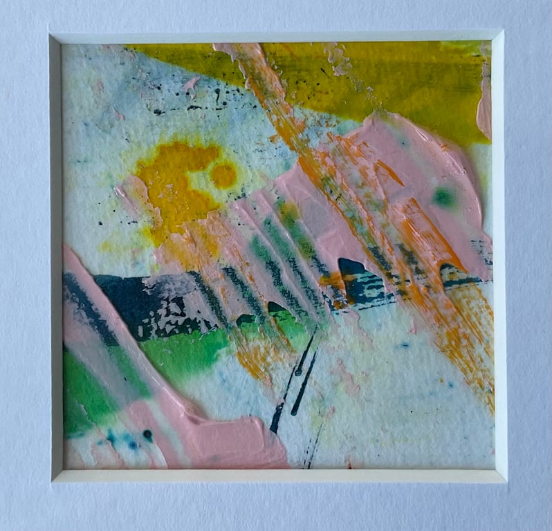 Unique Abstract Art work in a professionally cut aperture ready for framing.