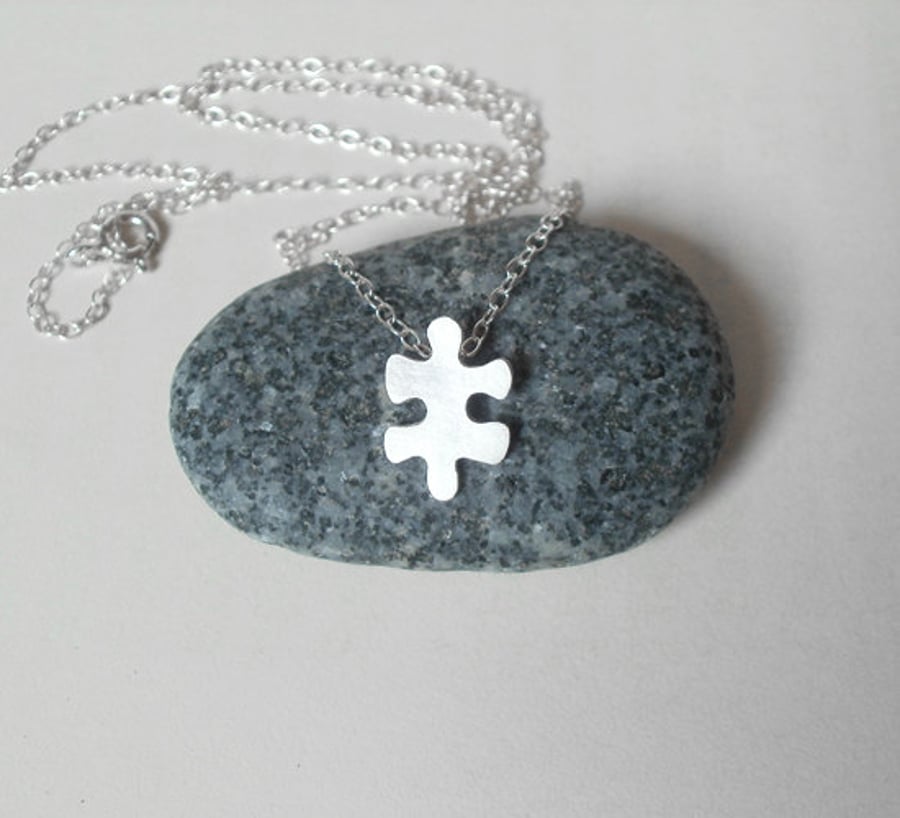 jigsaw puzzle necklace in sterling silver, vers... Folksy