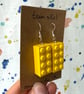 Upcycled Yellow 2x4 Lego Earrings - Silver Plate - Old Stock - Super Seconds - Image 4