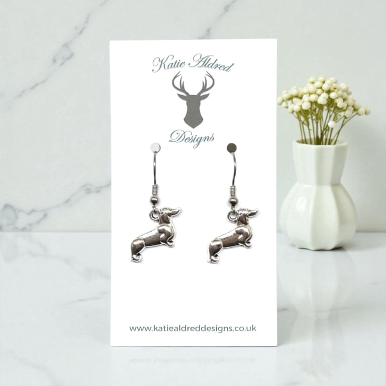 Charm Earrings - Dachshund Dog