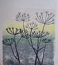 An original linoprint of cow parsley in a winters scene 'Winter's Morning'' - Image 10