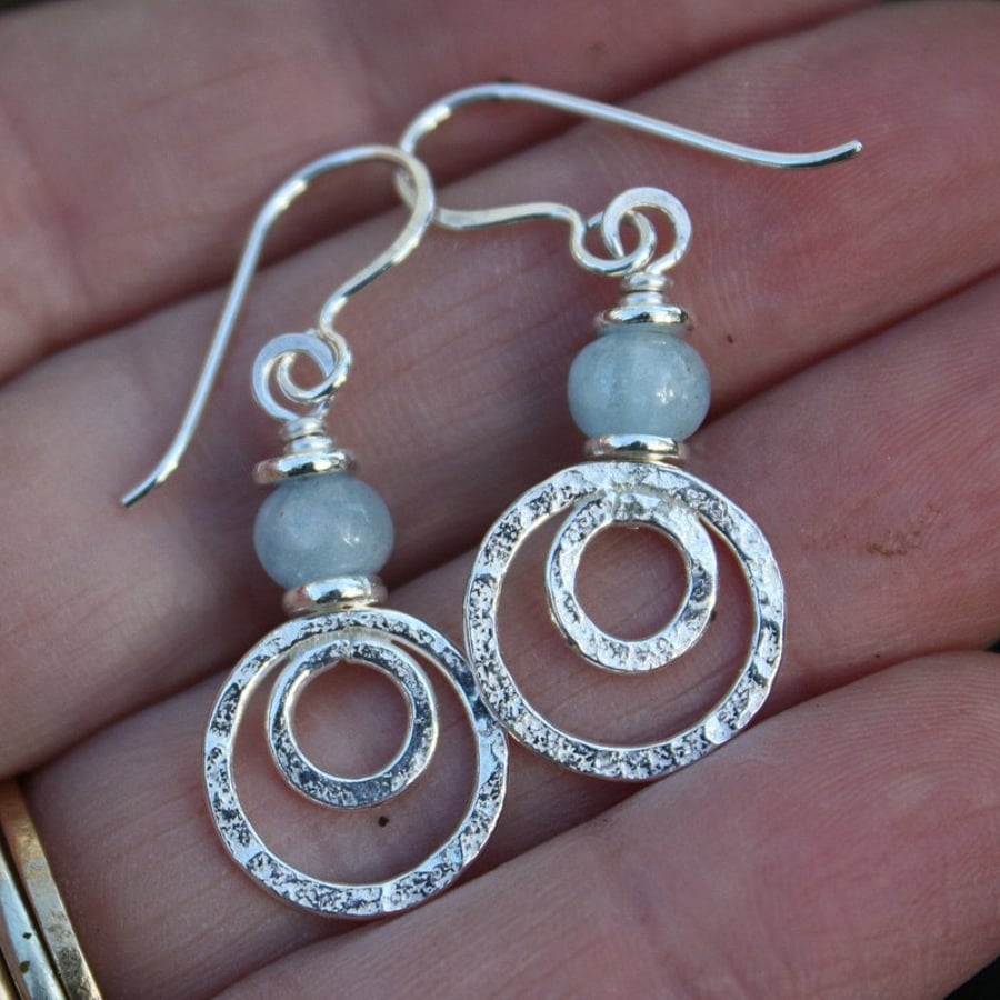 Silver and aquamarine Peacock earrings