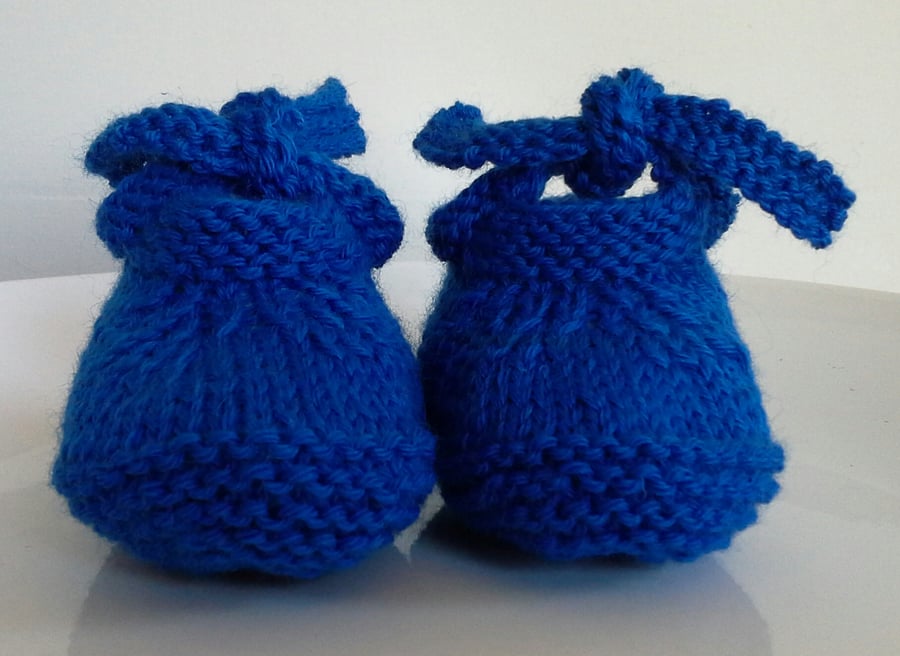 Luxury Baby Boys Sapphire Blue Booties with 50% merino wool  3-9 months