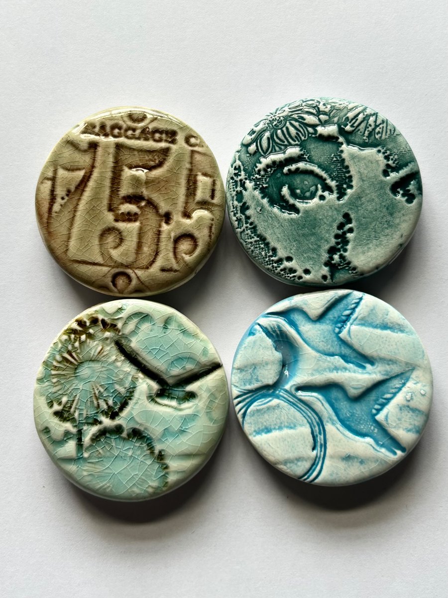 Set of 4 ceramic fridge magnets, keepsakes