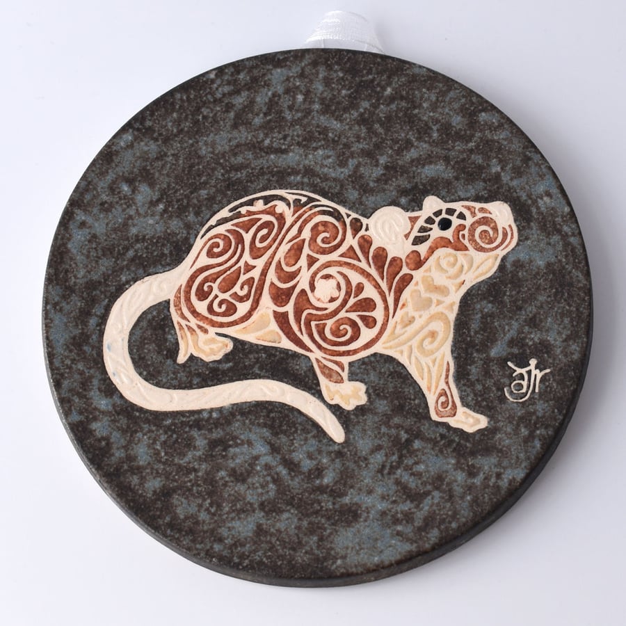 A58 Wall plaque coaster agouti rat (Free UK postage)