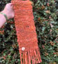 Pumpkin Spice orange hand woven art yarn scarf - Image 4