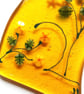 Fused Glass Hare with Flowers: Golden Autumn Folk Art Decor - Image 4