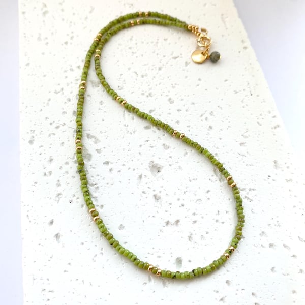 Stella Miyuki Necklace - MossOcean Jasper - Free Personalisation