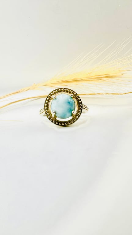 Seaglow Ring - Larimar Halo Ring