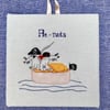 "Pie-rats" hand embroidered picture.