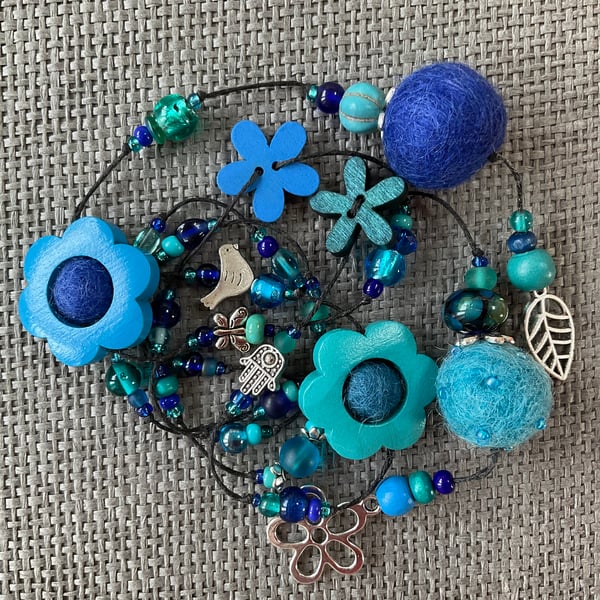 “Azure Sea” lariat necklace