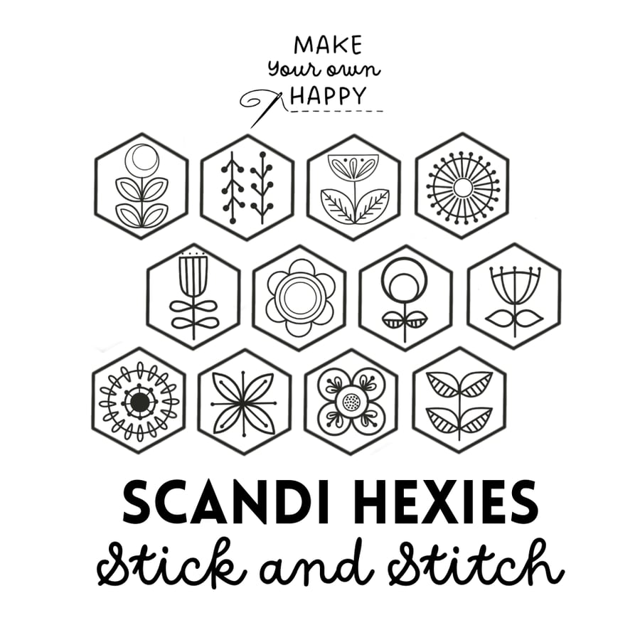 Scandi Hexies Stick & Stitch (Dissolvable Pattern for Embroidery)