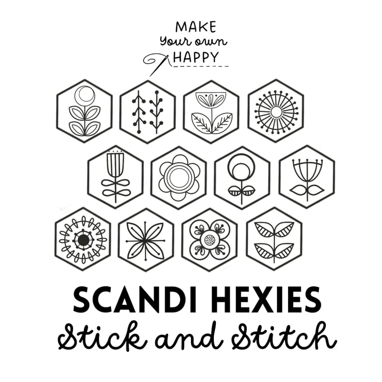 Scandi Hexies Stick & Stitch (Dissolvable Pattern for Embroidery)