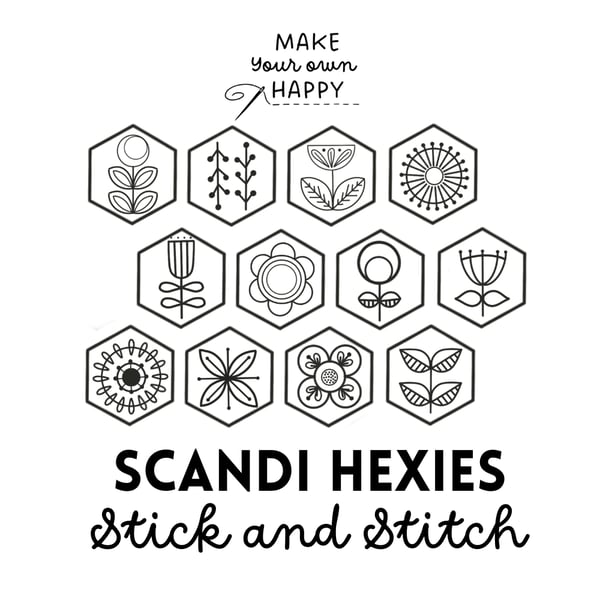 Scandi Hexies Stick & Stitch (Dissolvable Pattern for Embroidery)