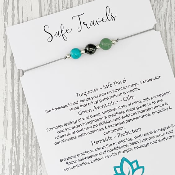 Safe Travels Bracelet, Travel Gifts, Travel Bracelet, Adjustable, Travelling