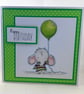 Cute elephant with balloon child's birthday card