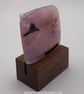 Holy Island on Pink Fused Glass Panel on Block - Image 4