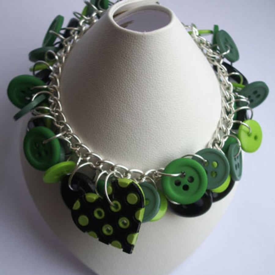 Green and black button bracelet