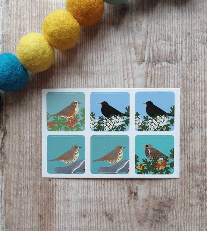 Thrushes Envelope Stickers - Set of 6