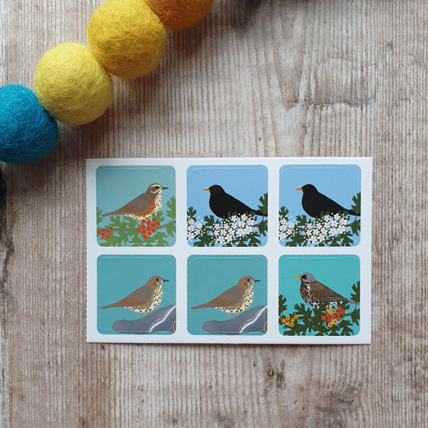 Thrushes Envelope Stickers - Set of 6