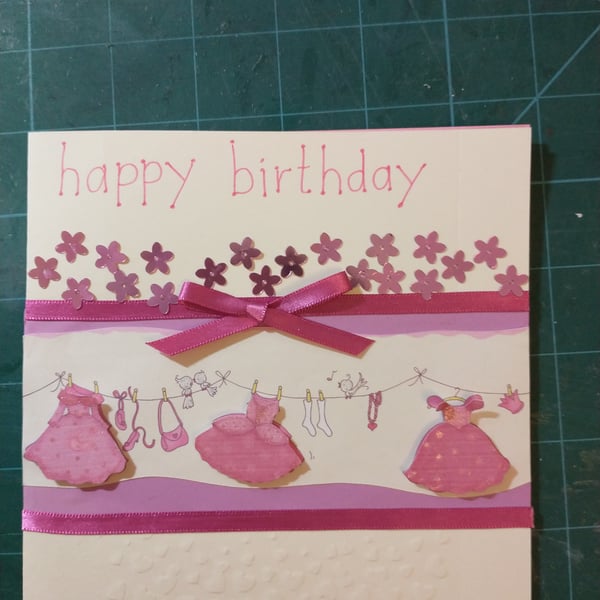 Princess dresses on line decoupage birthday card