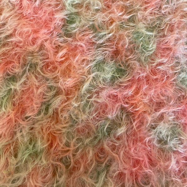 Hand dyed Helmbold mohair fur fabric "Bright Fearne" on 25mm Blush Pink