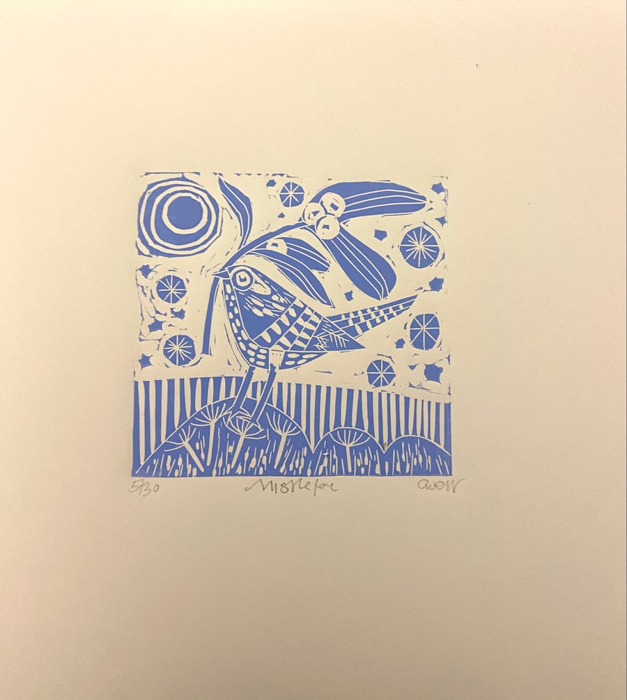 Mistletoe, Limited Edition Lino Print