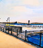 Jubilee Pool Penzance Cornwall Original Watercolour and Ink Painting - Image 8