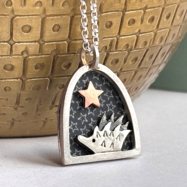 Tiny hedgehog necklace