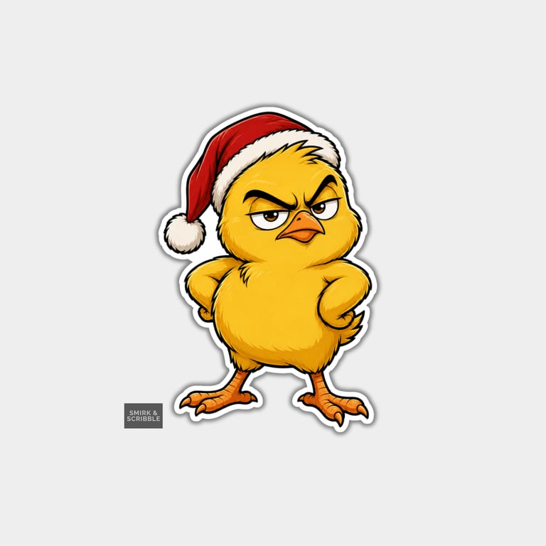 Funny Christmas Sticker Vinyl Xmas Decal For Adults - Cute Grumpy Chick