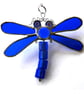 Dragonfly Suncatcher Stained Glass Blue Bead-Tailed 056
