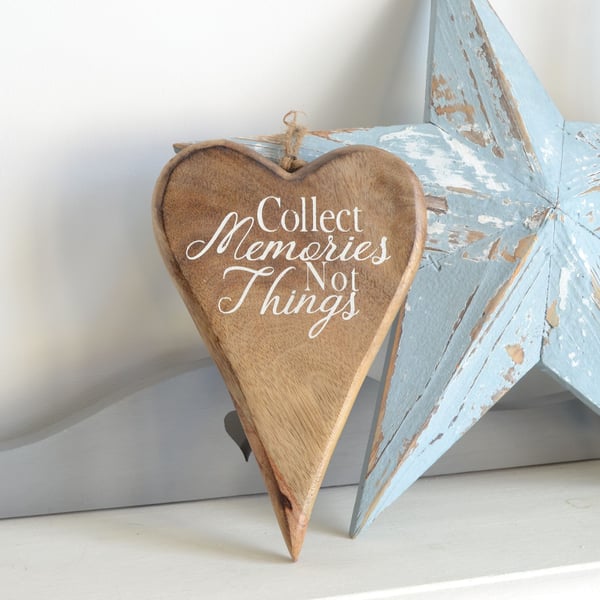 Wooden Heart, Collect Memories, Positivity Gift, Hanging Wooden Heart