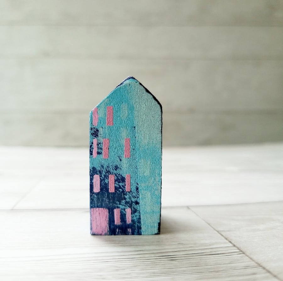 Miniature Wooden House, Little Painted House, House Ornament