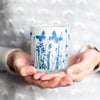 Butterfly Meadow Cyanotype candle holder white & blue