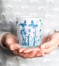Butterfly Meadow Cyanotype candle holder white & blue, Nature inspired gift  - Image 2