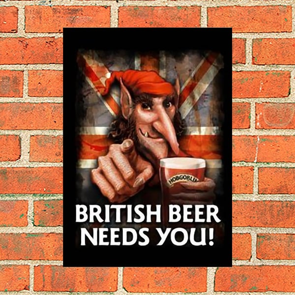 Hobgoblin 'Beer needs you' vintage style advertising metal sign. Pubs, Mancaves