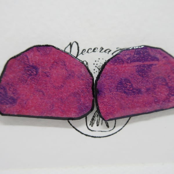 Pink Gel Printed Stud Earrings Hand Stamped Botanical