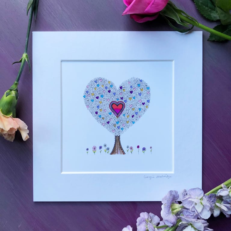 'Love Grows' 8" x 8" Mounted Print