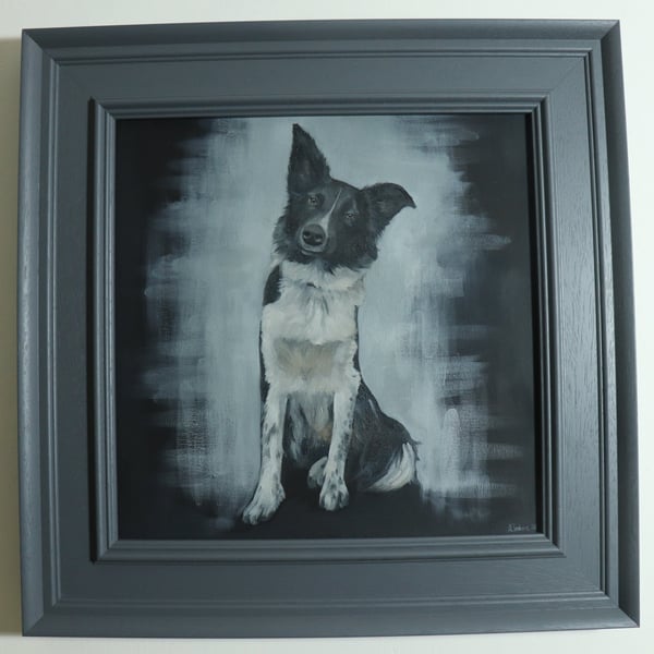 Portrait of a Boarder Collie Painting, Sheep Dog, Original Artwork, Not Print