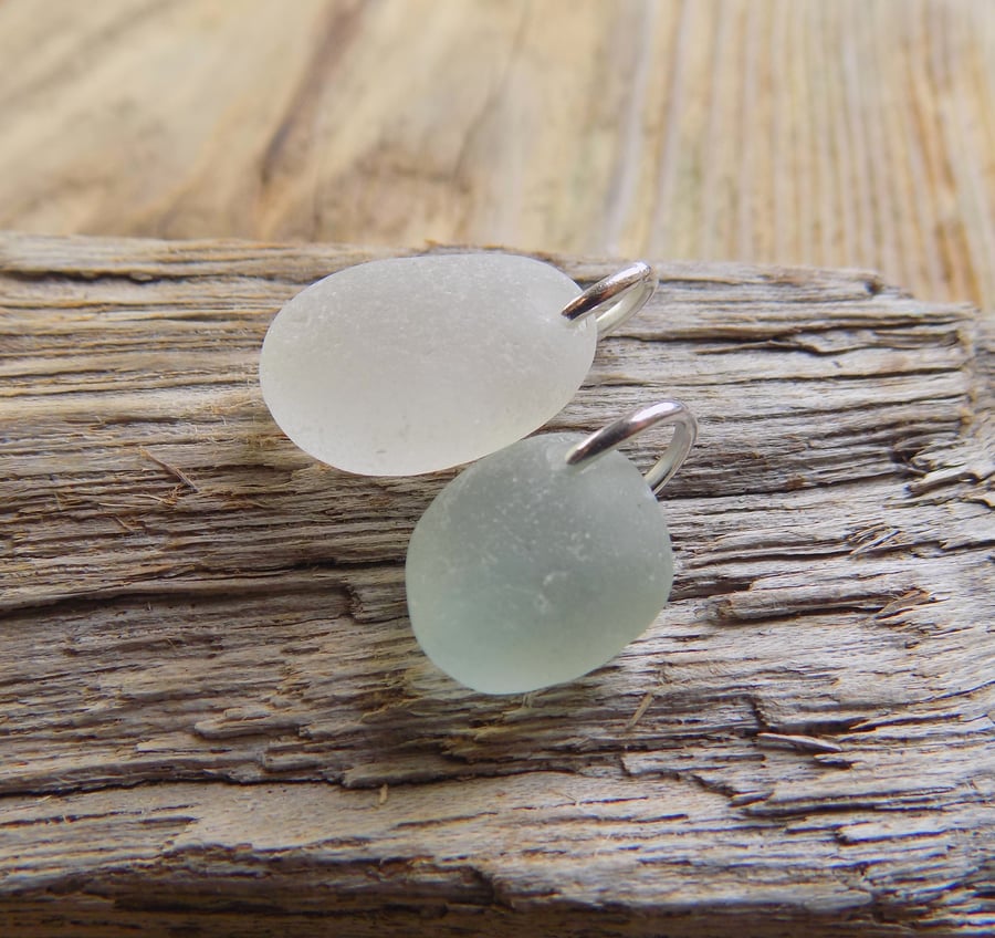2 extra chunky top drilled sea glass charms (2) 