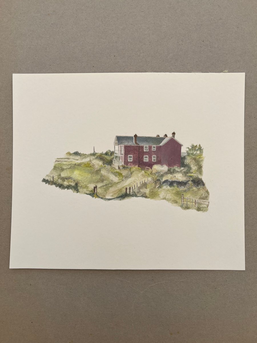 Local landscape scenery gouache painting 