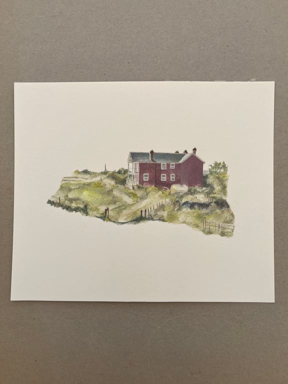 Local landscape scenery gouache painting 