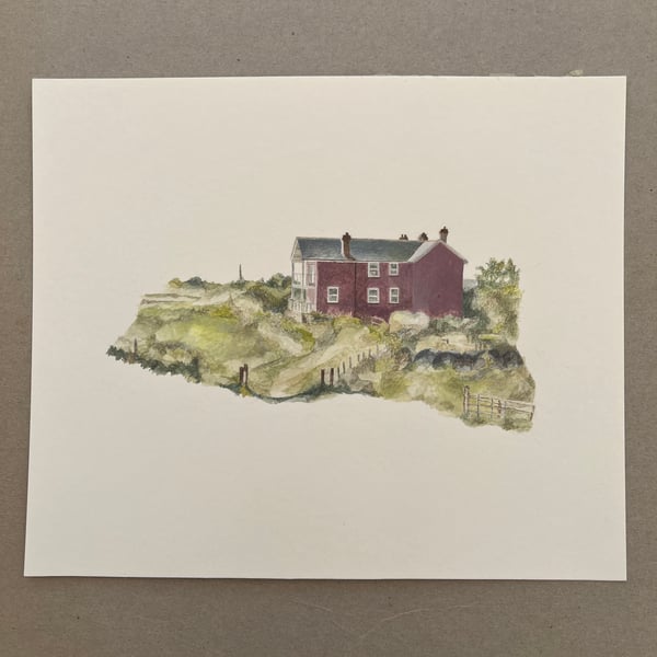 Local landscape scenery gouache painting 