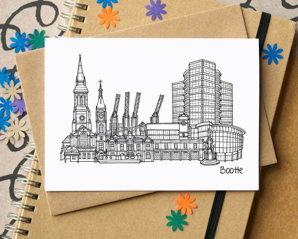 Bootle Liverpool Skyline Greetings Card