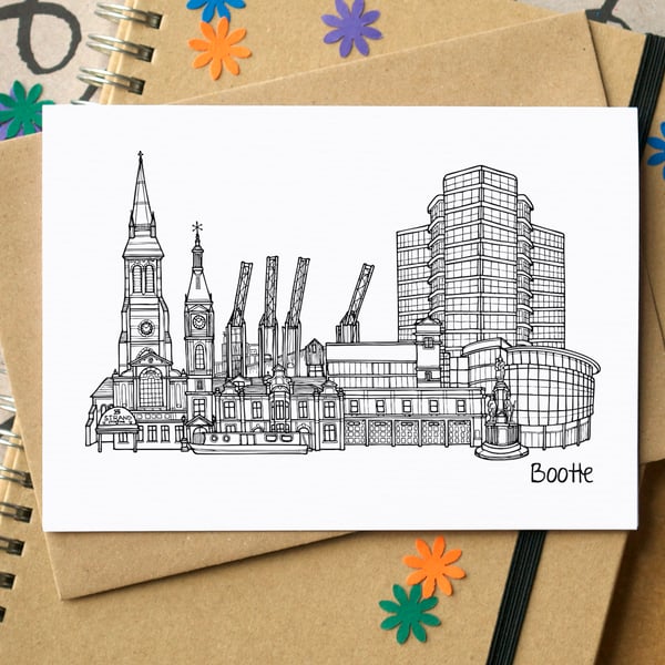 Aigburth Liverpool Skyline Greetings Card