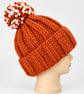 Ladies Super-chunky Hand-knitted Bobble Hat, Burnt Orange  - Image 2