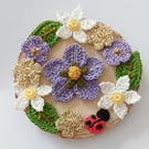 Purple Crochet Flower Set - Crafts- Sewing - Appliques