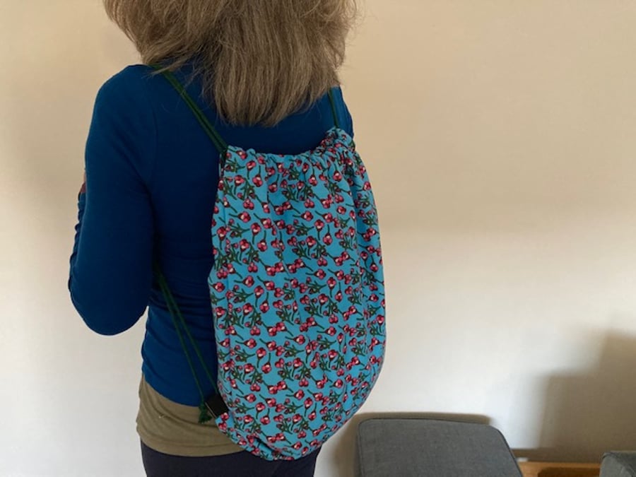 Fabric Drawstring Backpack - Drawstring Bag - Fabric Laundry Bag