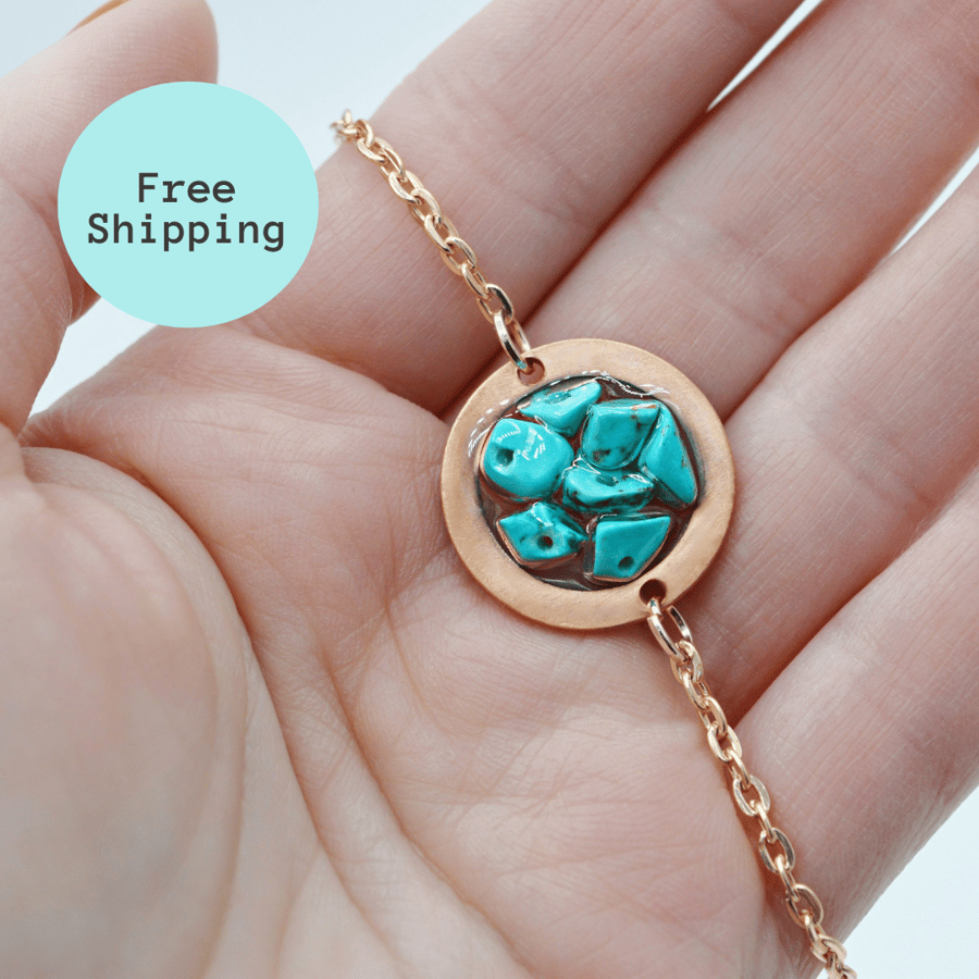 Magnesite Copper Geode Bracelet - Free Postage