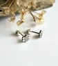 Maple Leaf Stud Earrings - Oxidised Fine Silver - Image 4